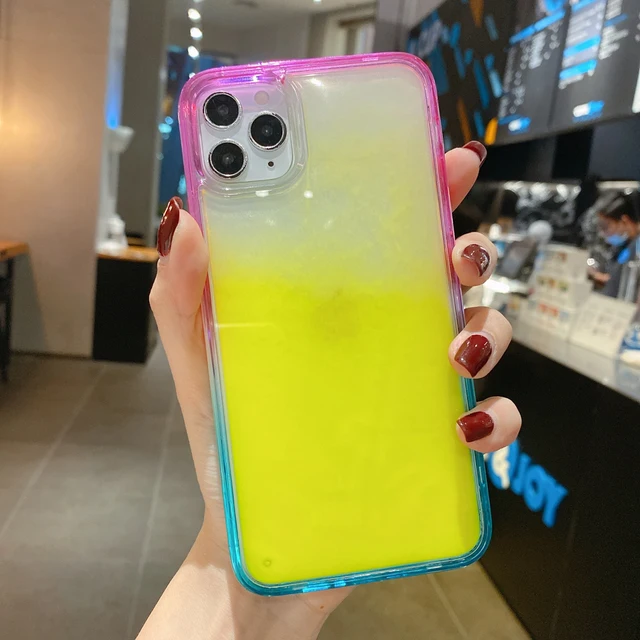 Ocean Whale Liquid Quicksand TPU Phone Case for Apple IPhone 11 12 Pro Max Se 2020 7Plus Xr Xs X 8 7 Plus Air Cushion Cover Case Yellow