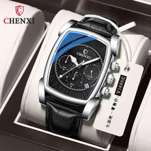 CHENXI Sport Dermis relojes multifuncionales para hombre, reloj de pulsera con espejo de cristal recubierto de agua, de cuarzo, luminoso, con calendario