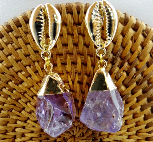 

Natural stone Irregular Shape Purple Amethysts Quartz Crystal Pendant for diy Jewelry making Earrings Ms. gift