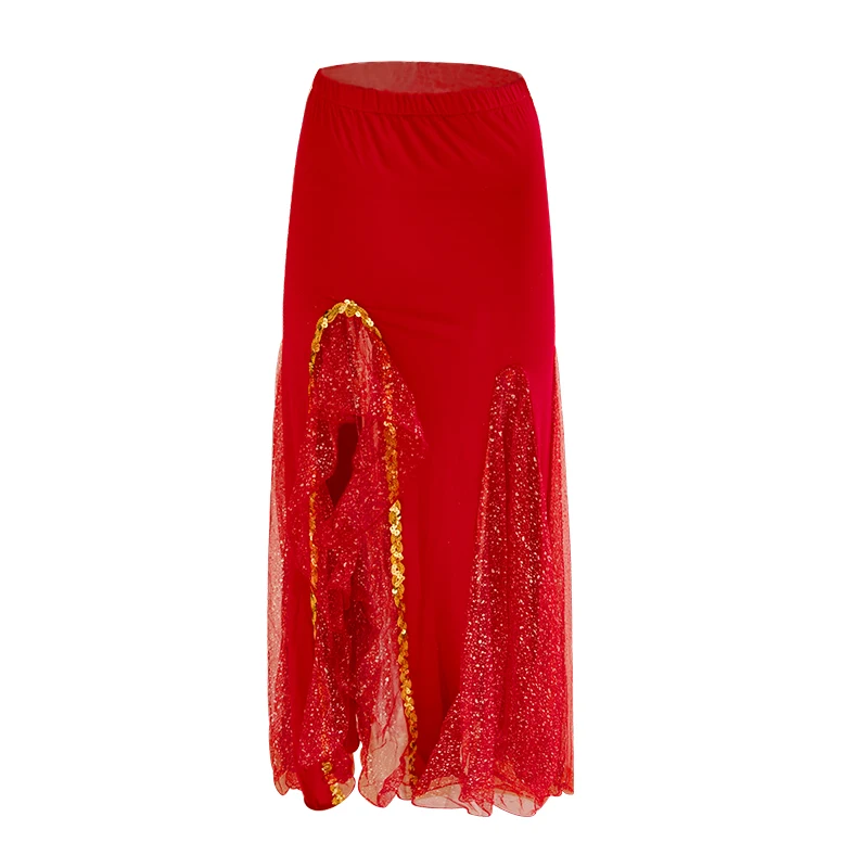 

Professional Bellydance Costume Belly Dance Skirts Women Red Split Sequin Carnival Skirt Ladies Belly Dancer Outfit DNV11827