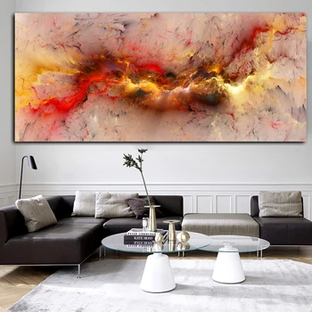 

DDHH Wall Art Red Cloud Abstract Oil Painting Large Landscape Picture For Living Room Canvas Modern Poster And Print