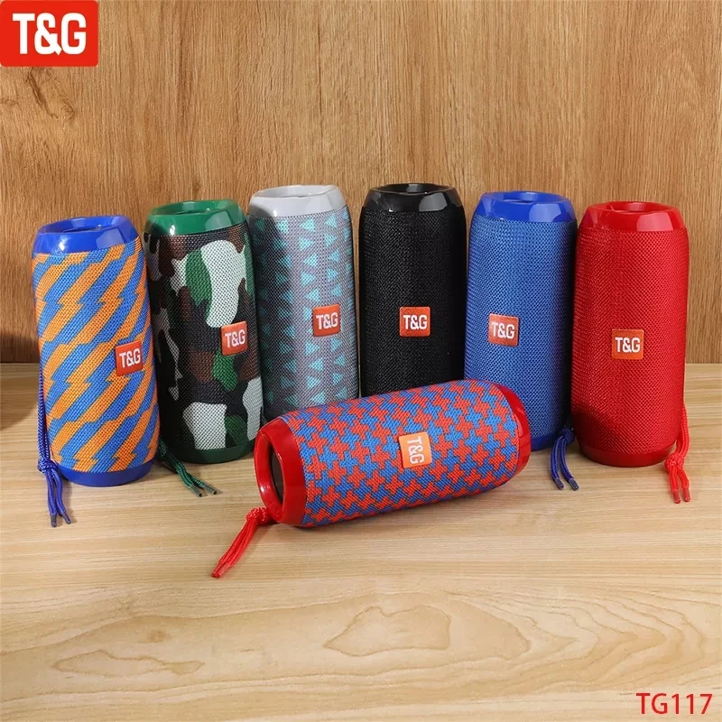 50pcs TG117 휴대용 블루투스 스피커 무선베이스 열 방수 야외 MusicVibro 스피커 TF 카드 서브 우퍼 라우드 스피커