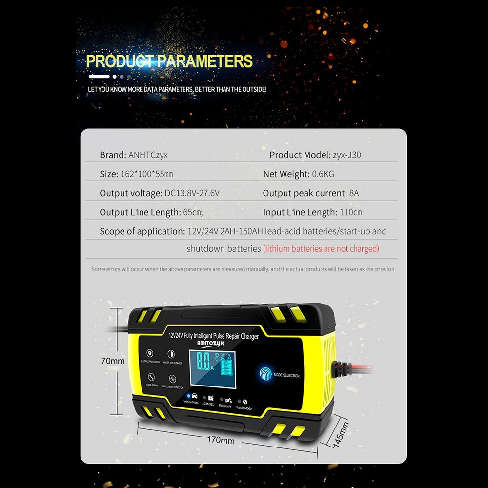 Najtaniej Samochód AGM ładowarka 12 24V 3 etapie LCD ekran dotykowy Pulse motocykl akumulator kwasowo ołowiowy typ naprawy AGM ładowarka samochodowa