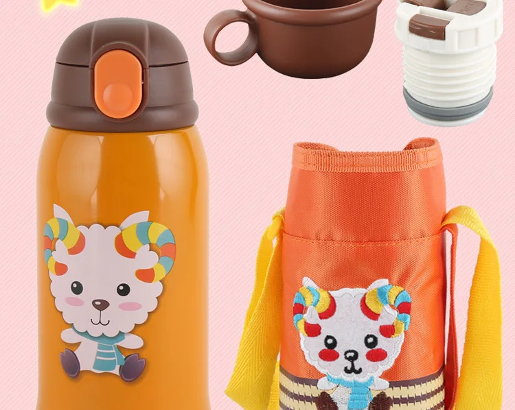 Soffe бутылка для детей с героями мультфильмов из нержавеющей стали, термос с восьмиугольным дизайном, детские соломенные портативные термосы