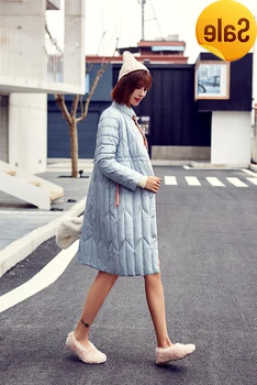 

solid color light down jacket new female medium-long section slim Korean version over the knee trendy coat