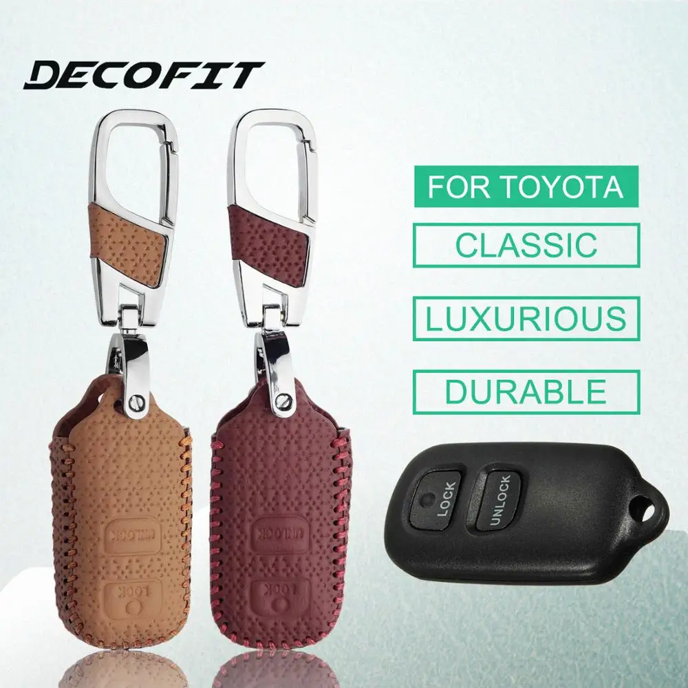 Чехол для ключей из натуральной кожи Подходит для TOYOTA RAV4 Prius Highlander Celica FJ Cruiser Tacoma EchoCelica чехол для дистанционного ключа без ключа