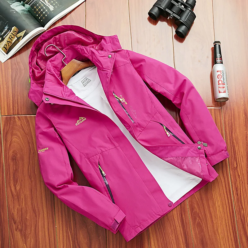 Весенне-осенняя мужская и женская куртка для рыбалки, верховой езды, спортивное пальто, зимняя ветровка для мужчин, лыжные походные куртки, водонепроницаемые ветрозащитные - Цвет: women rose red