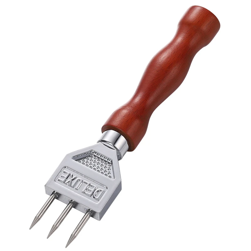 Stainless Steel Single Fork Halberd Ice Pick,Trident,Ice Cutter, Ice Shaver, Long Icicle Bar Accessories, Wood Handl Push