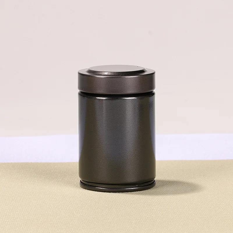 2 цвета, круглая форма, переносные, устойчивые к запаху чайные банки, толстые, жестяные, бытовые, универсальные, герметичные банки, контейнеры для хранения продуктов - Цвет: Black