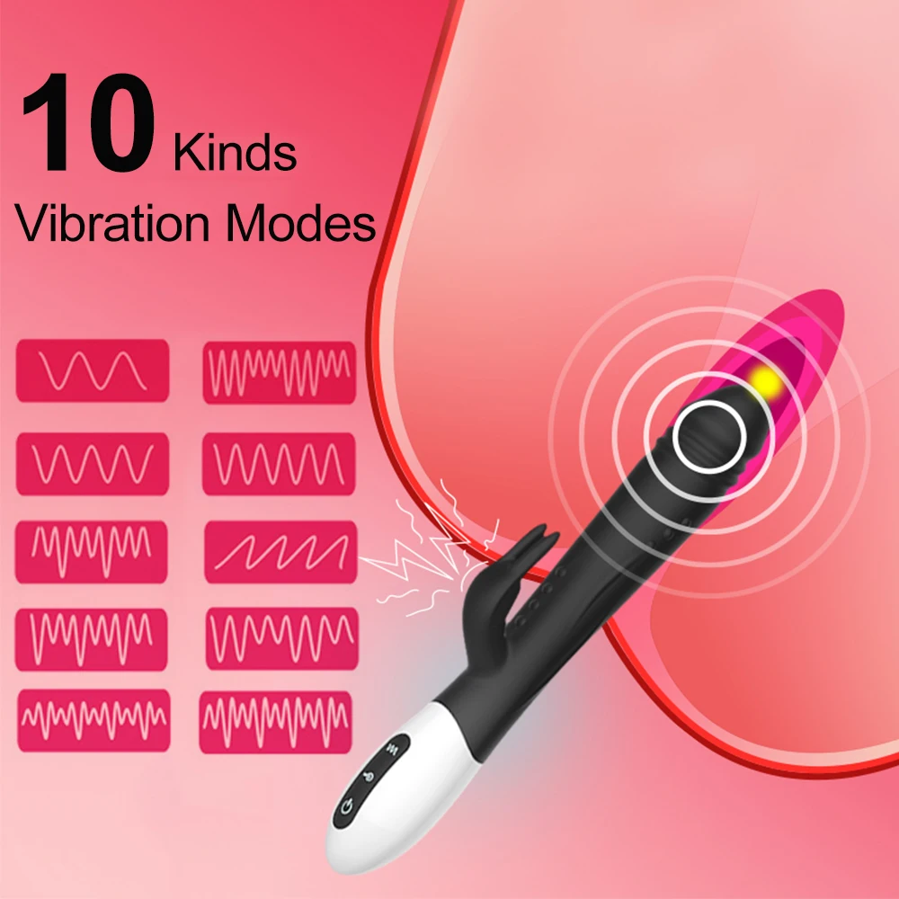 Двойной мотор G spot кролик фаллоимитатор вибратор с 10 режимами вибрации для