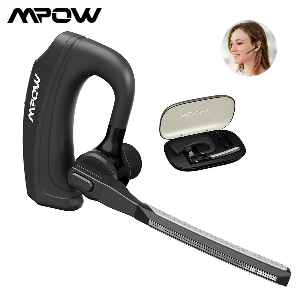 

MPOW EM20 Single Bluetooth Headset with CVC8.0 Noise Cancellation & 10 Hrs Talk Time Wireless Headphone for Both Ears Car Office