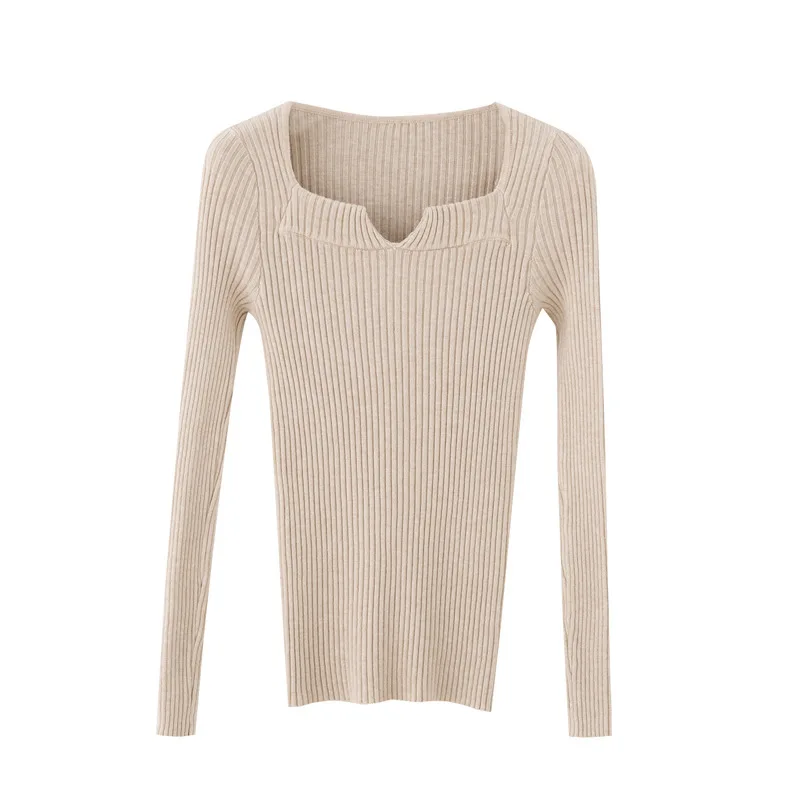 

2019 Winter Autumn Ladies Sweater Slim sexy Female Short sweater Warm Coat Square collar long-sleeved sweater Casual Outwear