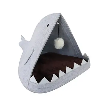 

Creative shark modeling felt pet bed Four seasons removable and washable Multifunction Felt Cat And dog nest