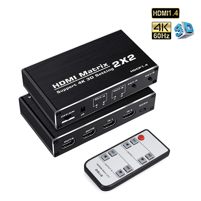 HDMI матрица KuWFi 2x2 HD поддержка 4K 3D настройки разветвитель переключатель 1 4 HDCP до @ 60