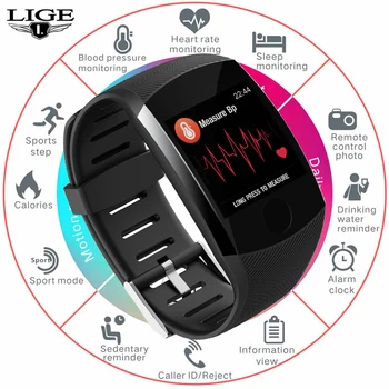 

New 1.14inch Color screen smart watch men women fitness bracelet waterproof Sport For iPhone Heart rate blood pressure tracker