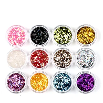 

12pcs Laser Nail Glitter Mini Hexagon Shape Laser Shining Nail Art Glitter DIY Sparkly Paillette Tips Nail Manicure Sequins