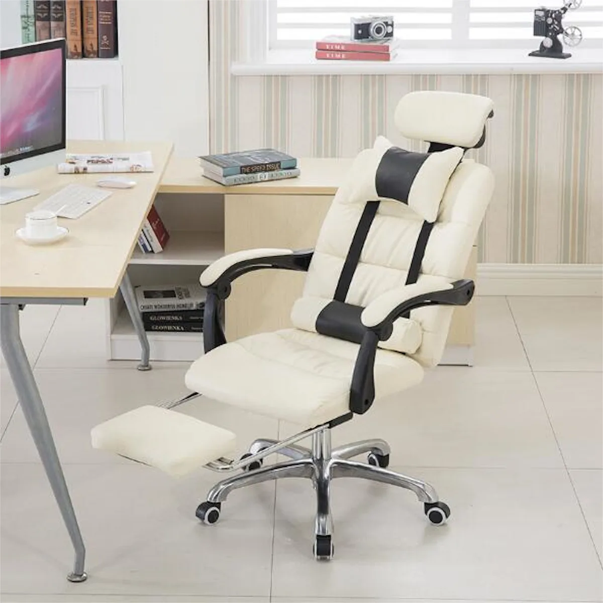 Adjustable Racing Gaming Office Chair Leather Computer Chair High Back Ergonomic Recliner Seat With Footrest Office Furniture Adjustable Racing Gaming Office Chair Leather Computer Chair High Back Ergonomic Recliner Seat With Footrest Office Furniture