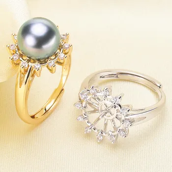 

Beautiful Band Jewelry Promise Ring Hollow Leaves & Pearl Rings Accessories 925 Silver Fashion Jewelry CZ Crystal Accessories