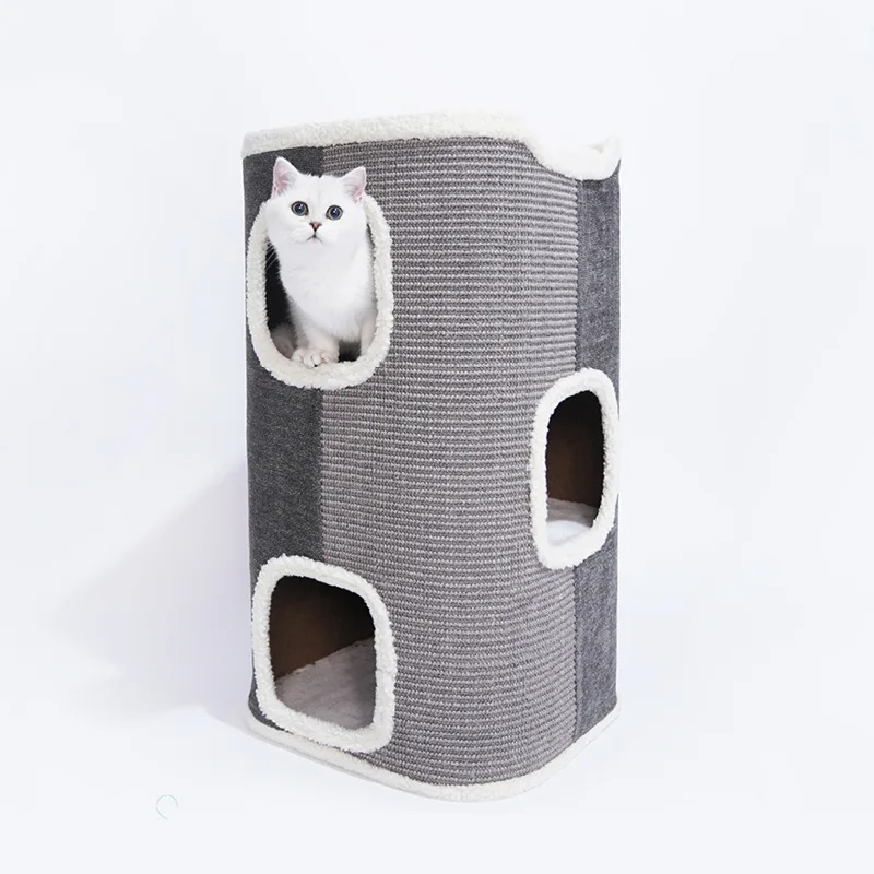 US $123.44 Sisal Bucket Cat Climbing Frame Cat Nest Cat Tree Integration Four Seasons Universal Semiclosed Luxury Villa Pet Supplies Cats