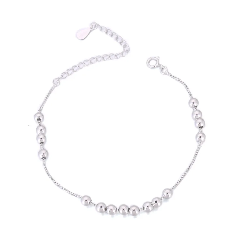 New Arrival Fashion 925 Sterling Ladies Silver Anklets Bead Manual Anklet Bracelet For Women &amp Girl Jewelry Gift | Украшения и