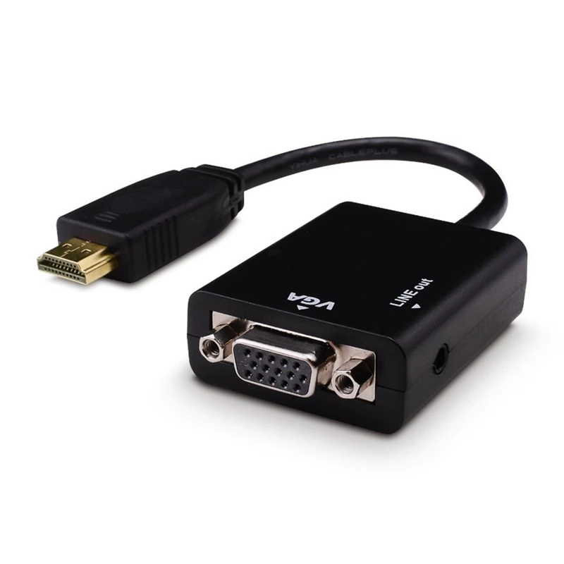 HDMI к VGA+ аудио кабель адаптер, до 1080p Full HD, конвертер, HDTV черный
