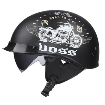 

Sub black 66 Motorcycle Prince Helmet Men And Women Summer Half Helmet Portable Retro Motorcycle Electric Collar Professional