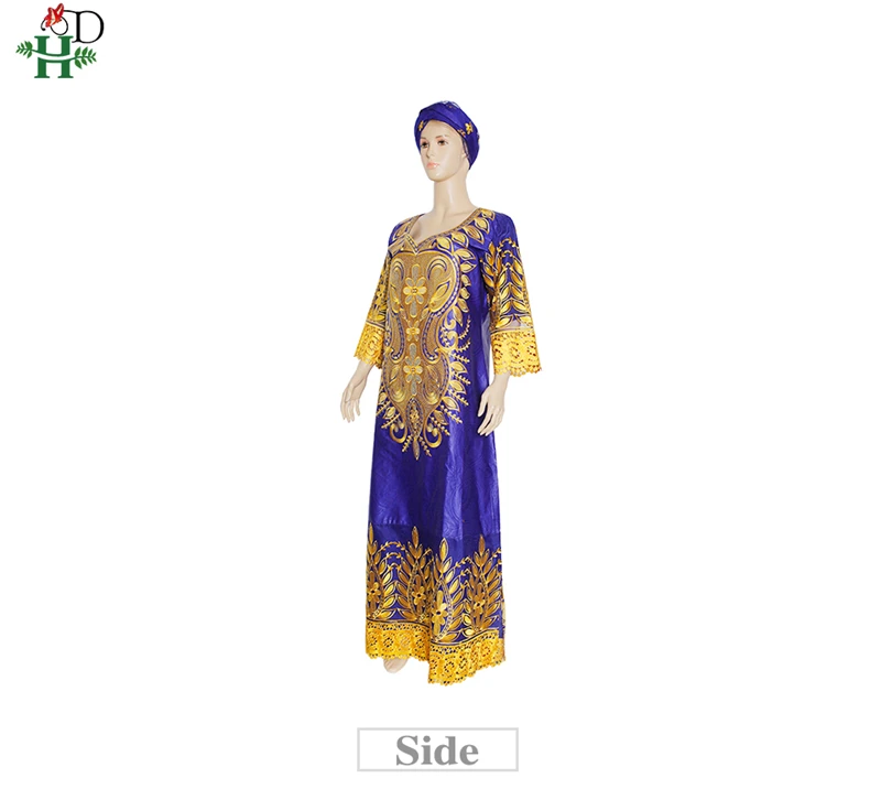 african suit H&D African Dresses For Women Large Sizes Ladies Clothing Bazin Riche Dashiki Embroidery Boubou Nigerian Head tie Wedding Robes Africa Clothing