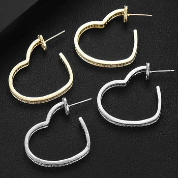 

missvikki Bohemian Jewelry Sweet Heart Earrings for Noble Luxury Women Bridal Wedding boucle d'oreille femme 2020 New Fashion