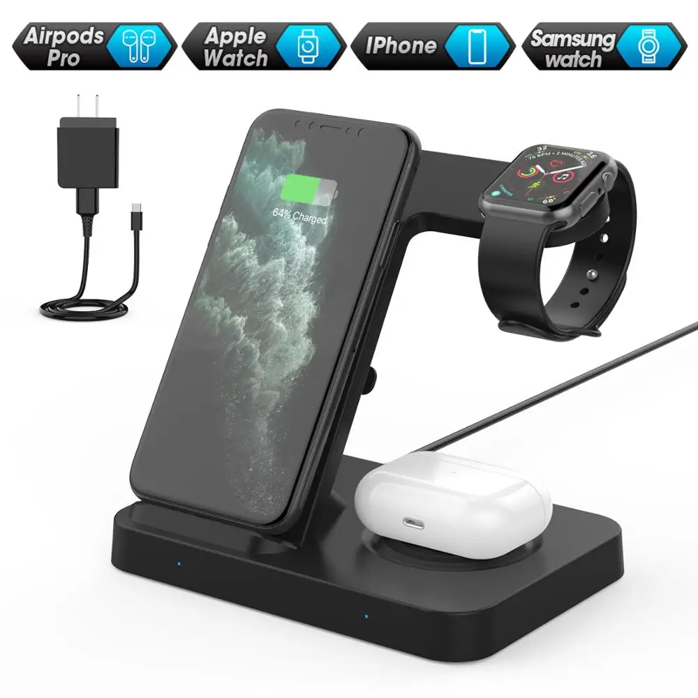 Беспроводная зарядная станция NTONPOWER 5 в 1 Qi с адаптером для samsung Galaxy Phone Watch Buds