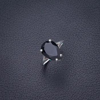 

StarGems Natural Black Onyx Handmade 925 Sterling Silver Ring 6 D4191