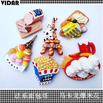 

VIDAR Super Cute and Exquisite French Tower Food Bread Macaron Popcorn Cheese Western Food Refrigerator Magnet