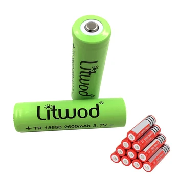 

Litwod 100% New Original 18650 battery 3.7V rechargeable battery 2600 mah batteries for flashlight batteries for headlamp