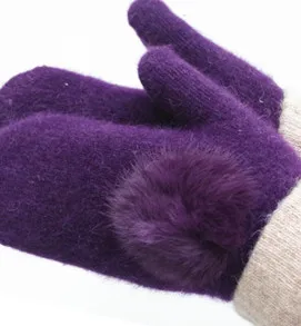 Шерстяные зимние перчатки женские guantes согревающие мягкие теплые варежки Сенсорный экран леди - Цвет: 1