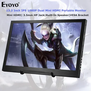

Eyoyo EM13F 13.3 IPS Portable Monitor Mini HDMI Laptop Gaming Screen FHD 1920X1080 PC LCD Display For PS4 Xbox Raspberry Pi WiiU