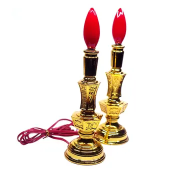 

J062 Electric Candle Light 8 Inch Red Led 2w E12 Bulb Candle Light Lotus Lamp Buddha Lamp Lotus Lamp