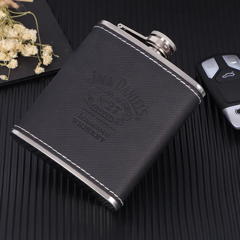 7oz black Портативная фляга, фляга из нержавеющей стали, фляга, русская винная кружка, бутылка Wisky, посуда для напитков, бутылка для алкоголя, 7 унций, 8 унций - Цвет: 7oz black