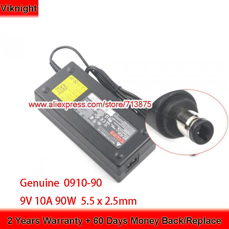 

Genuine DELTA 90W 0910-90 9V 10A AC Adapter with Plug Size 5.5 x 2.5mm Power Supply