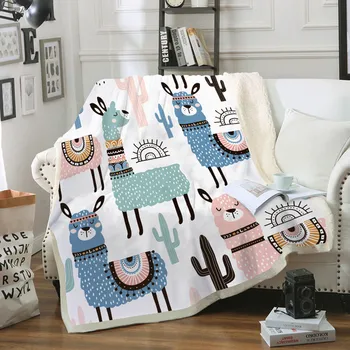 

Blanket Air Conditioner Thickened Double 3D Digital Printed Blanket Wearable plush Throw Blanket on Bed Sofa velvet Thick warm