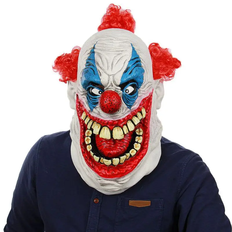 

Halloween Horror Halloween Clown Evil Killer Demon Clown Mask Horrible Scary Mask Adult Men Latex Red Clown Mask Hair