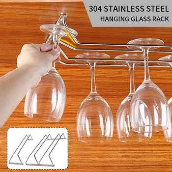 

1/2Pcs Glass Cup Storage Holder Wine Mug Rack Hanging Bar Shelf Mutfak Cupboard Hanger Stemware Kitchen Organizer
