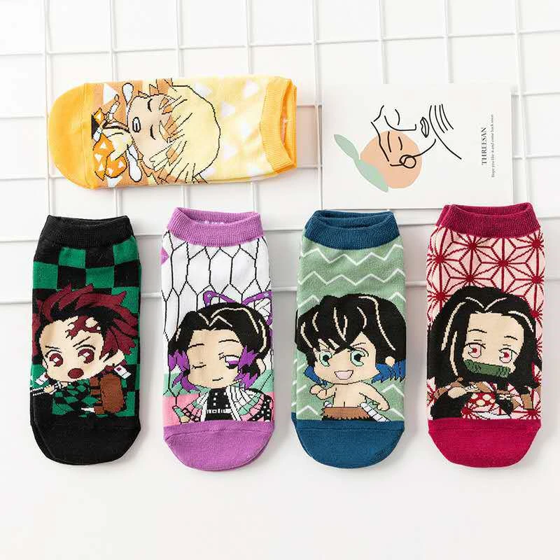 Носки короткие женские Demon Slayer Kimetsu No Yaiba хлопковые носки с героями мультфильмов