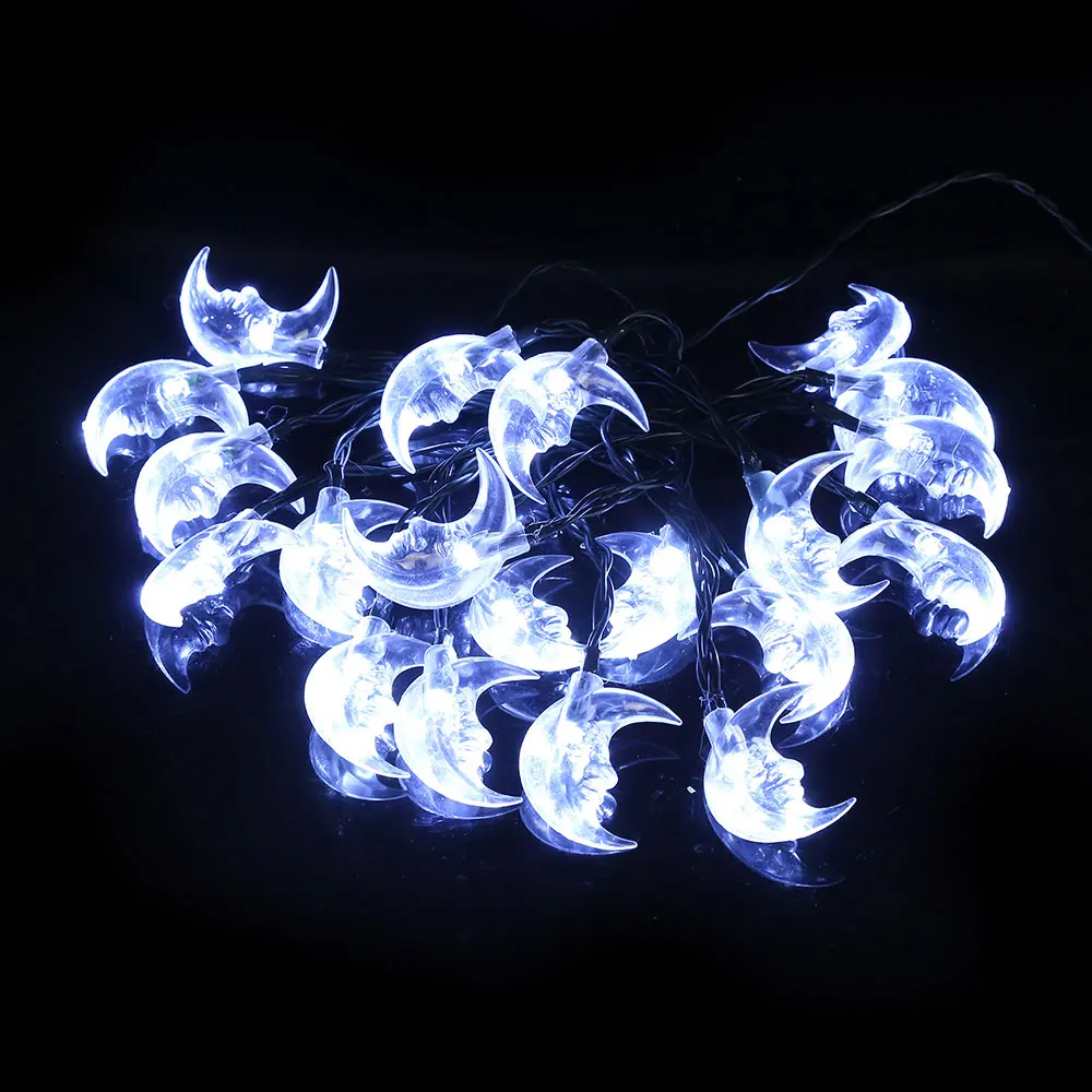 LED Moon Shape Light String Fairy Lights Solar Powered Christmas Decoration