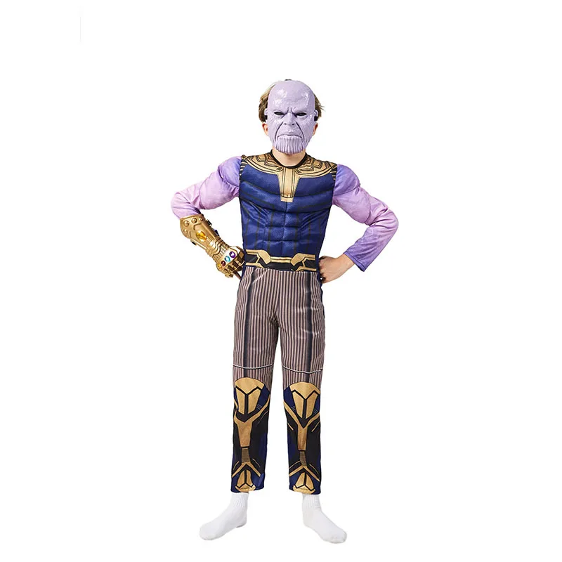 

New Avengers 4 Thanos Muscle Costume Cosplay Kids Endgame Superhero Costume For Child Halloween Costume For Kids Carnival Suit