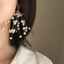Преувеличенные жемчужные серьги-клипсы для ушей без пирсинга для женщин