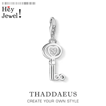 

925 Sterling Silver Eternal Love Heart Keys Charm 2020 Spring New Fashion Jewelry Fit Bracelet Chain Jewelry Women Romantic Gift