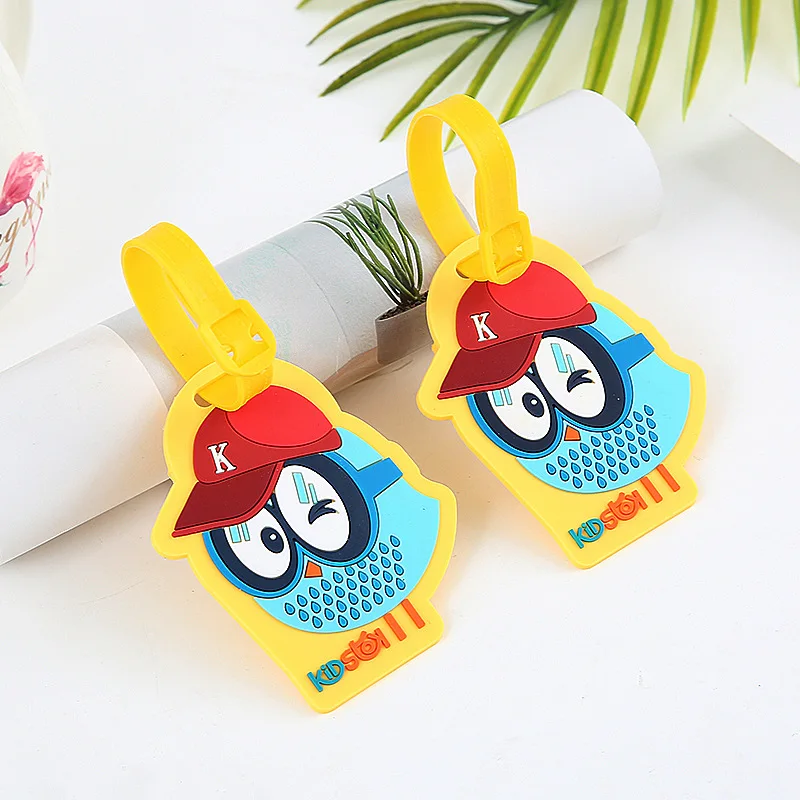 

bird owl Travel Accessories Cartoon Silicone Gel LuggageTag Suitcase ID Address Holder Boarding Tag Portable Label