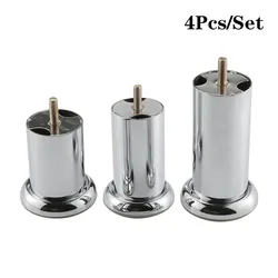 4Pcs Thick Metal Furniture Feet Dia 50mm Surface Chrome Cabinet Legs for Replacement of Sofa TV Cabinet With Mounting Nut