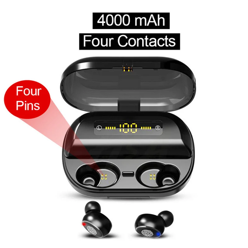 4000mAh Charge Case TWS Bluetooth наушники с 4000 мАч зарядным чехлом с сенсорным управлением беспроводные Bluetooth наушники гарнитуры громкой связи звонки наушники - Цвет: 4000mAh Charge Case