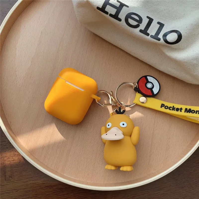 Милый мультфильм Пикачу Togepi Psyduck Jigglypuff белка кукла-брелок для ключей чехол для Apple AirPods беспроводные Bluetooth наушники крышка