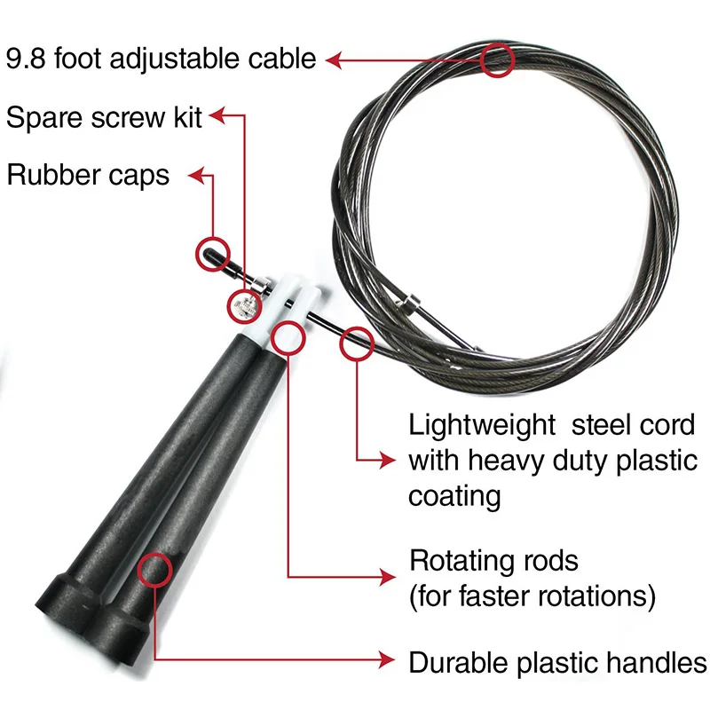 Регулируемые скакалки трос стальной проволоки быстрая скорость ABS Ручка Crossfit Обучение бокс спортивные упражнения похудение